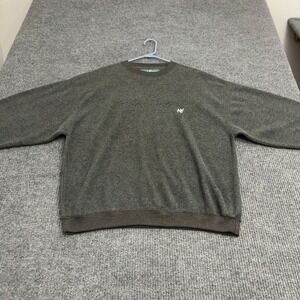 Big Dogs Sweatshirt Mens L Gray Polyester Fleece Embroidered Crewneck Casual